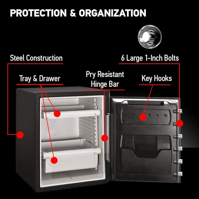 SentrySafe Black Fireproof Waterproof Floor Safe with Dial Combination Lock for Home or Office 2.05 Cubic Feet SFW205CWB
