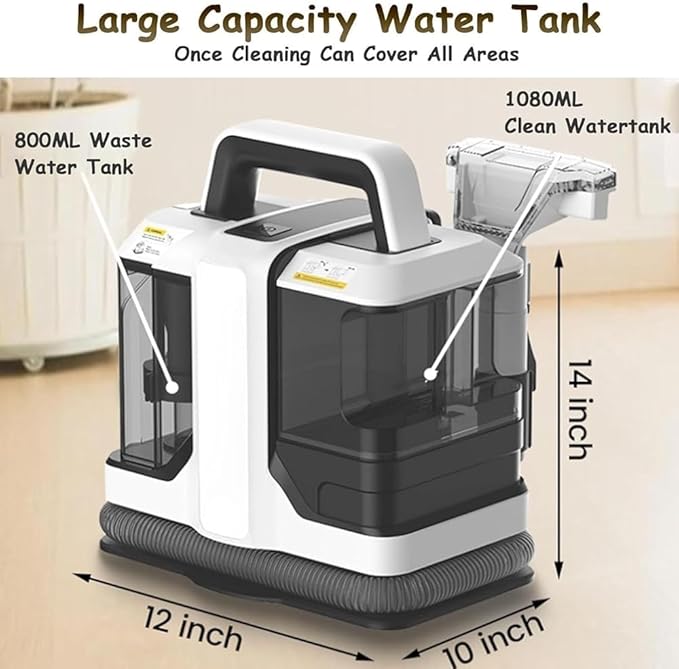 Handheld Carpet &amp Upholstery Spot Cleaner – Corded Deep Cleaning Machine with Dual Removable Water Tanks for Pet Stains Sofas Carpets &amp Car Seats