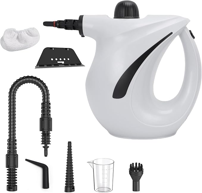 Pressurized Handheld Multi Surface Natural Steam CleanerMulti Purpose Steamer for Home UseSteamer for Cleaning Kitchen Air Conditioner Range Hood (White)