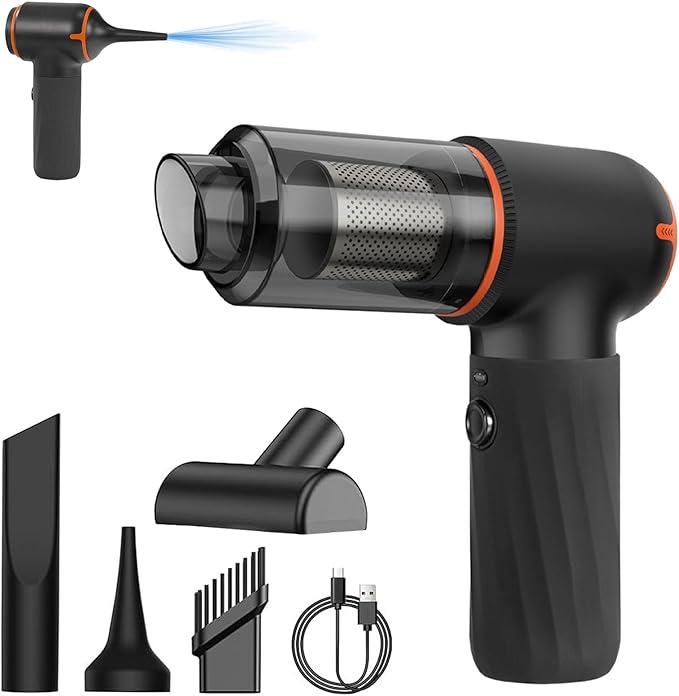 Car Vacuum Cleaner Portable Cordless with 6000PA Suction Mini Handheld Vacuums Cleaner with Air Duster and Blower High Power Hand held Cleaners for Car Home Office Pet Hair Keyboard