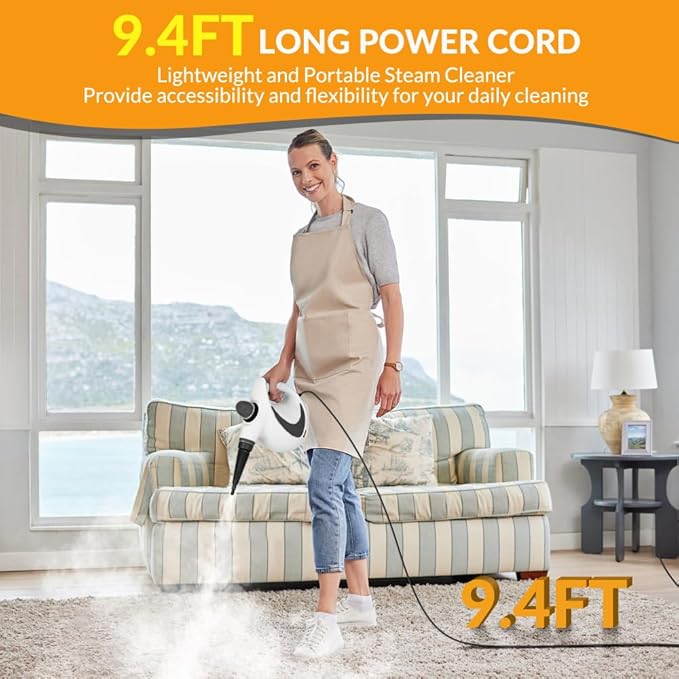 Handheld Pressurized Steam Cleaner with 12 pcs Accessories Steamer for Cleaning Steam Cleaner for Home Use Steamer for Cleaning Car Furniture Floor Upholstery Grout and Tile Deep Gray