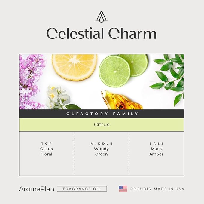 AromaPlan Hotel Scents Celestial Charm 5 Fl Oz (148ml) Home Luxury Aroma &amp Hotel Fragrance Diffuser Oil- Hotel Diffuser Oil for Aromatherapy- USA Made Bigger Bottle Bolder Aroma &amp Longer La