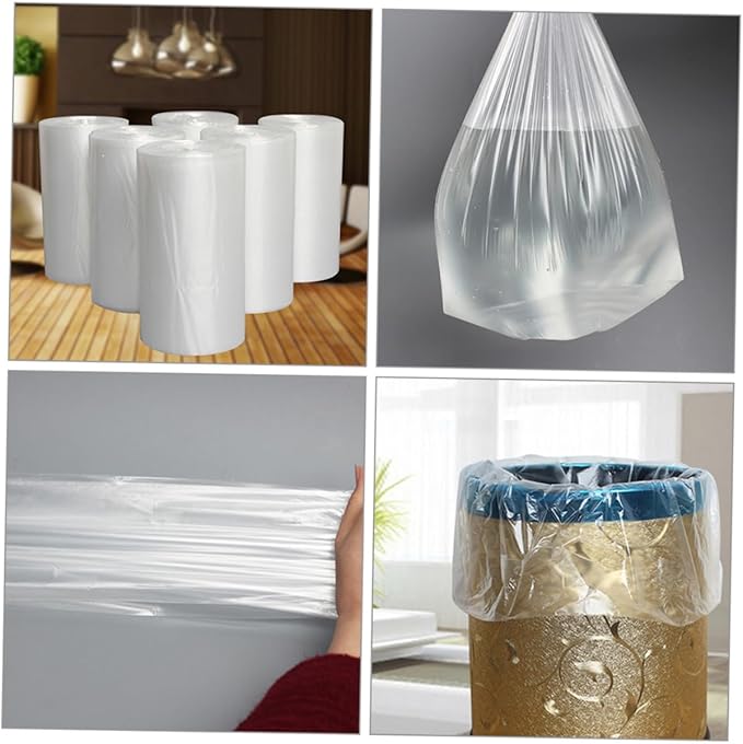 6 Rolls Thickened Plastic Garbage Bags Kitchen Bathroom Trash Can Liners 45x50cm Flat Mouth Disposable Trash Bags for Household Use