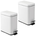 iDesign Rectangular 1.3 Gallon Bathroom Trash Set of 2-White Rectangle Step Can 5L M2