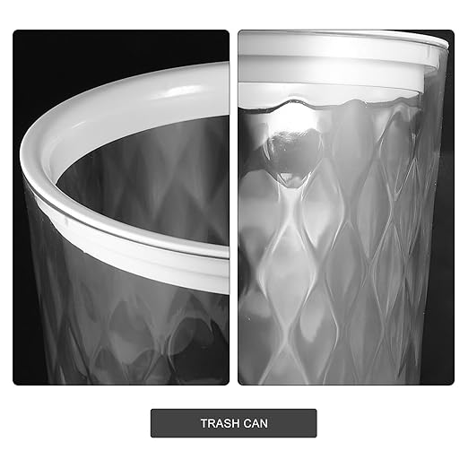 Transparent Trash Can Sturdy Round Wastebasket with Large Capacity for Bathroom Office Kitchen Portable Household Garbage Bin for Easy Sorting and Heavy Loads