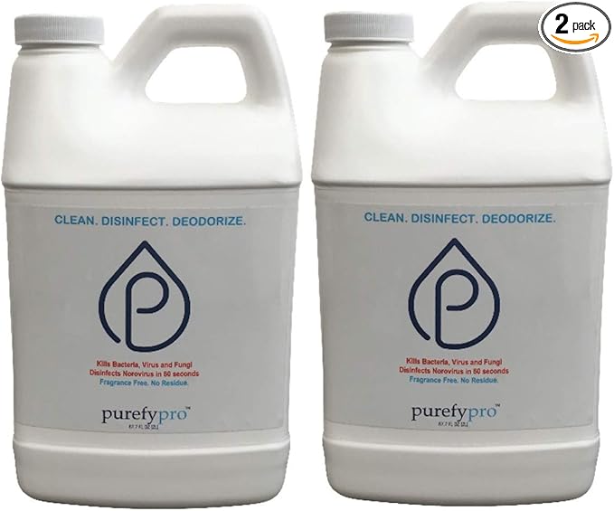 Purefypro Disinfectant (68oz 2pk) - Kills 99.9999% Viruses HIV Monkeypox Hepatitis Norovirus VRE MRSA No Rinse No Residue. Suitable for All Surfaces
