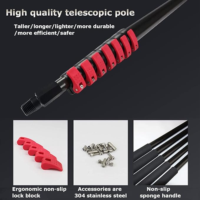 water fed pole kit window cleaning brush outdoor Window Cleaning Brush Window Washing Pole 29FT/9M Water Fed Pole Kit Outdoor Window Cleaner Window Glass Solar Panel Cleaning System