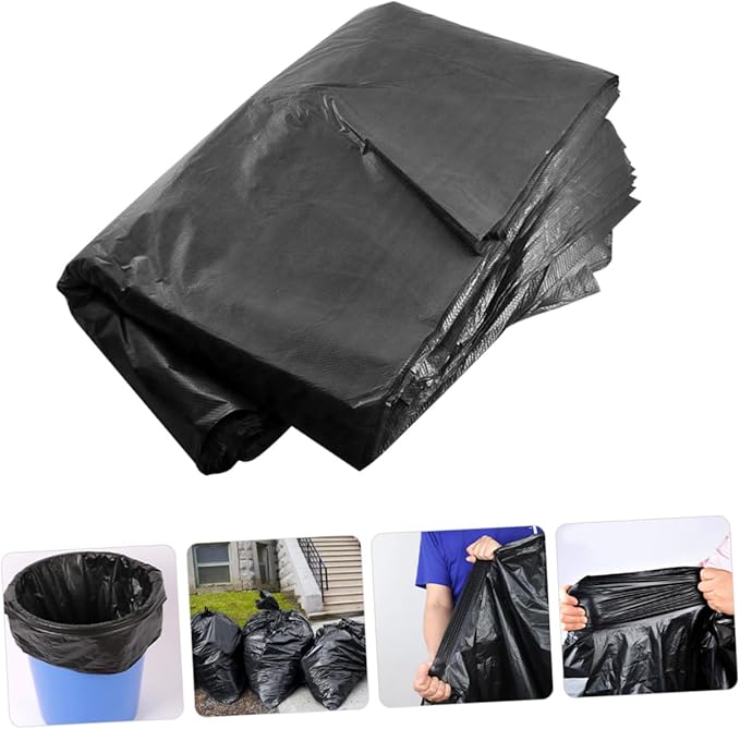50pcs Extra Large Heavy Duty Garbage Bags for Trash Cans Commercial Contractor Bags Outdoor Gardening and Construction Waste Disposal