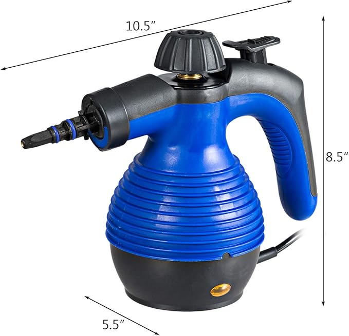 GOFLAME Steam Cleaner 1050W Handheld Multi-Purpose Powerful Steam Sanitizer Steamer Steam Iron Remove Stains/Grease from Bathroom Kitchen (Blue)