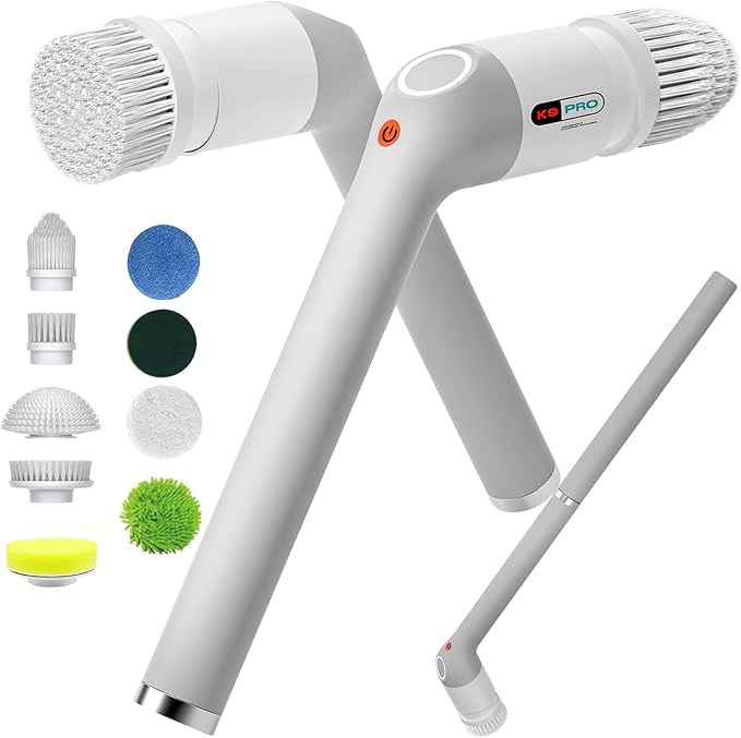 Electric Spin ScrubberBathroom Cleaner Brush with Full-Body IPX7 WaterproofShower Scrubber with Long HandlePower Cleaning Brush with 9 Brush HeadsCordless Scrubber for KitchenTubTileGalssFloor