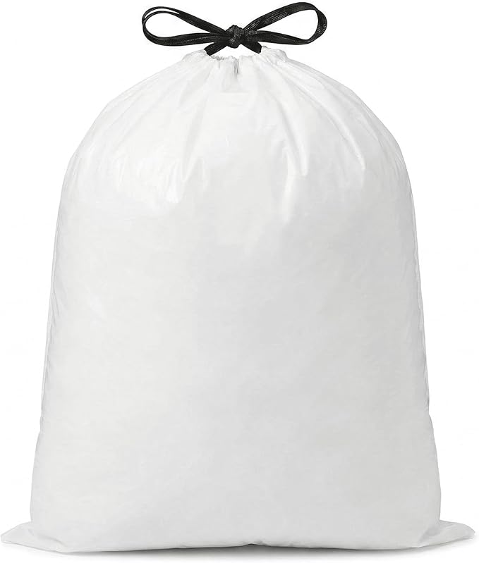 10 Gallon Drawstring Trash Bags 100ct Upgraded 1 Mil Thick Small Kitchen Garbage Bags Medium Waste Basket Liners for Household use Unscented White