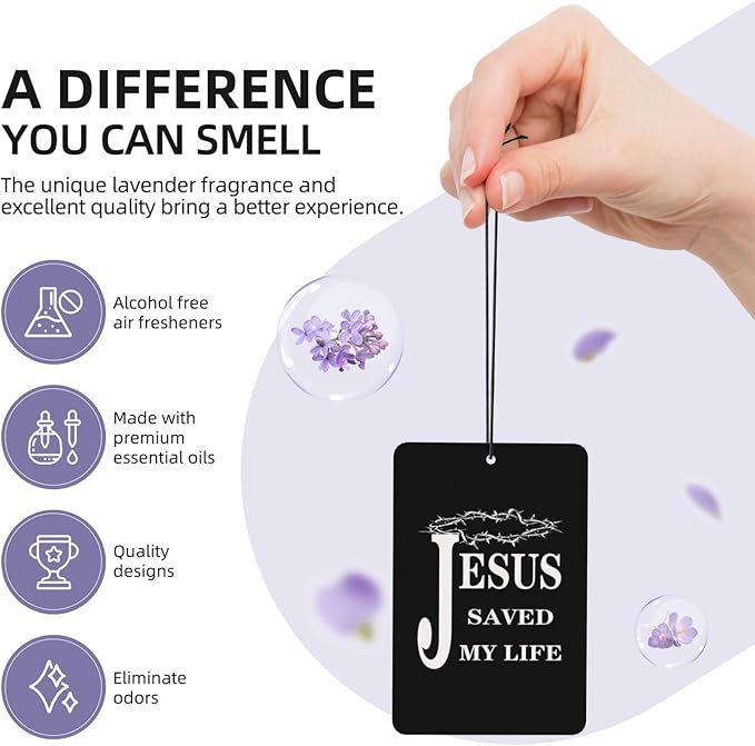 40 PCS Religious Jesus Christian Faith Cross Car Air Fresheners Cards Set Multi-Pack Scented Cards Long-Lasting Auto Fragrance Cards for Vehicle Home &amp Office Rectangle