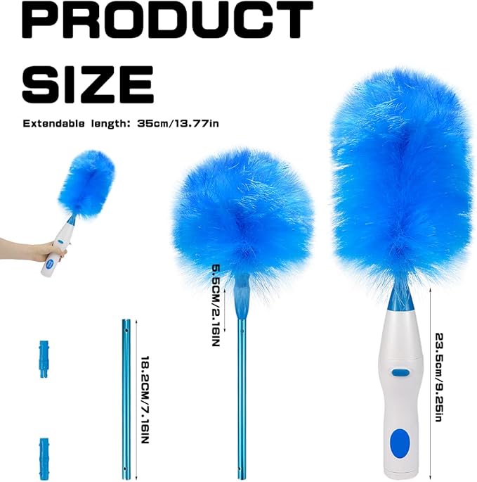 Electric Duster Brush-180°Electric Duster Multi-Function Automatic Electrostatic Adsorption Brush Cleaning Tool for Furniture Window and Bookshelf