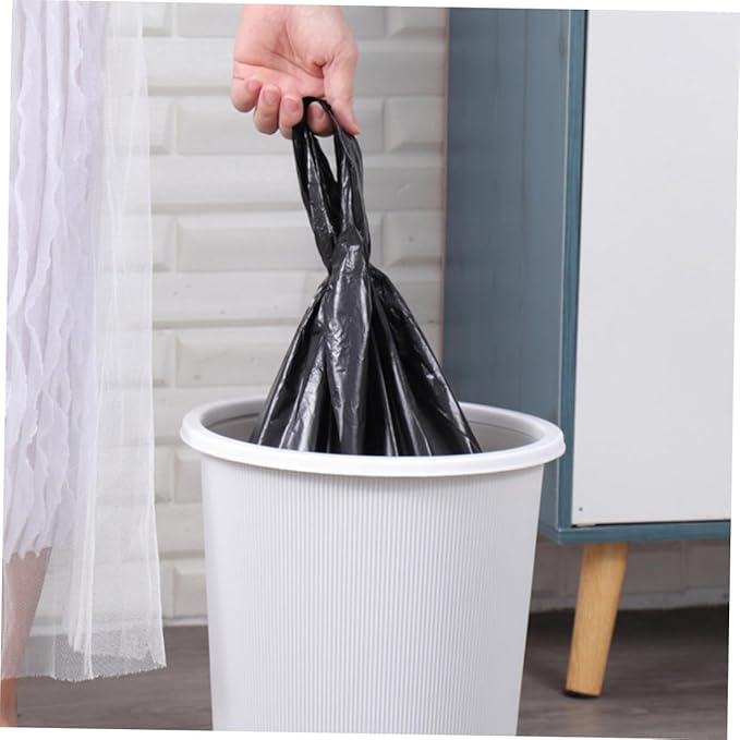 Mikinona 200pcs Thickened Plastic Trash Bags Black Kitchen Bathroom Garbage Liners Heavy-duty Household Waste Bags for Bedroom and Commercial Use