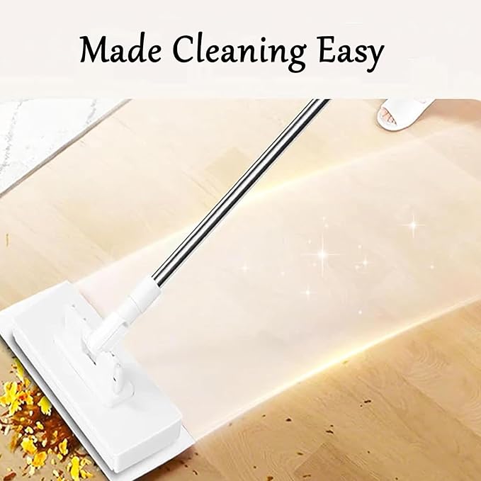Snap Grip Mini Mop No Wash Lazy Mops Wet and Dry Zero Touch Convenient Automatic Cloth Changing Mini Mop Disposable Dust Mop with 10 Reusable Cloths for Multi Cleaning (White 28in)