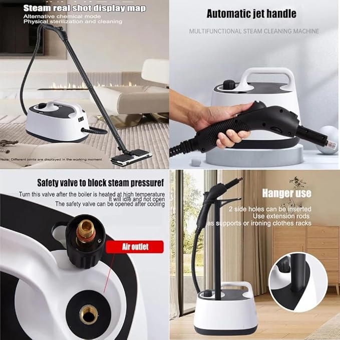 Steam Cleaner2000W Handheld Steam Cleaner1.8L Capacity Multipurpose Steamer For Home UseWith 2 Brush Heads And Automatic Air Jet HandleCleaning For CouchAutoFloor220V