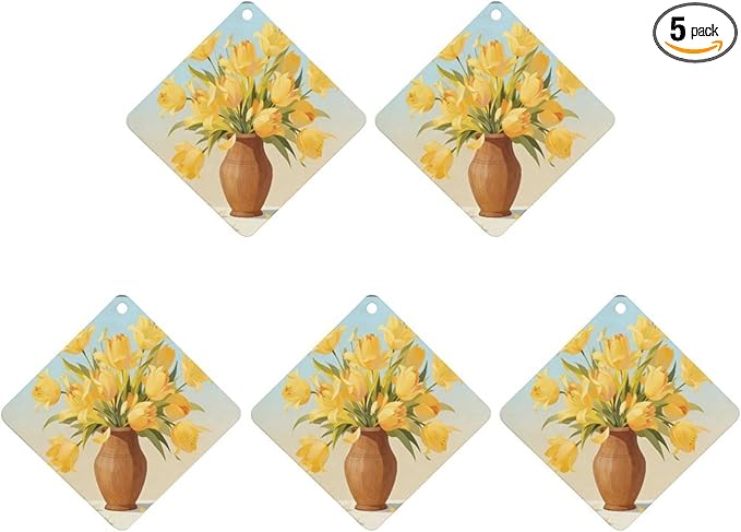 5PCS Car Air Freshener Hanging Personalized Double Sided Yellow Lily Car Fresheners Long Lasting New Cars Scents Cute Automotive Freshies for Closets Drawers (tea)