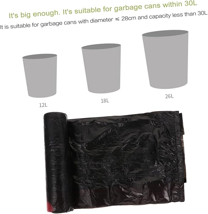 10packs Disposable Thicken Rubbish Bags Leakproof Plastic Waste Organizer Drawstring Design for Home Use Extra Strong Black Trash Bags