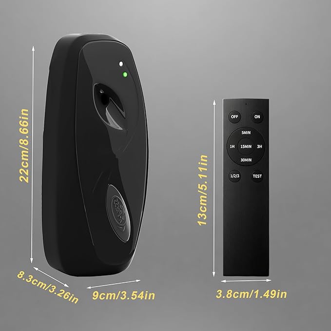 (2-pack) Automatic Air Freshener Spray Dispenser Wall Mounted or Freestanding Sprayer Holder Multiple Time Settings Commercial and Hotel Bathroom Office etc (Black BT)