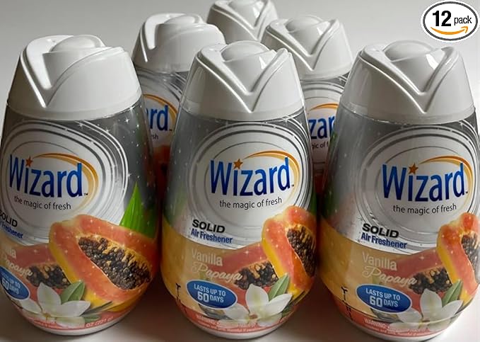 Wizard The Magic of Fresh gel Air Freshener solid air freshener 7.8 oz vanilla papaya (Pack of 12)