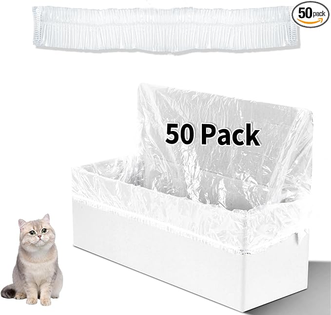 Trash Bags Compatible with Popur X5 Litter Box - with Elastic Band Thickened Design for Popur X5 Self-Cleaning Cat Litter Box/Home Trash Bags (50 Pcs)