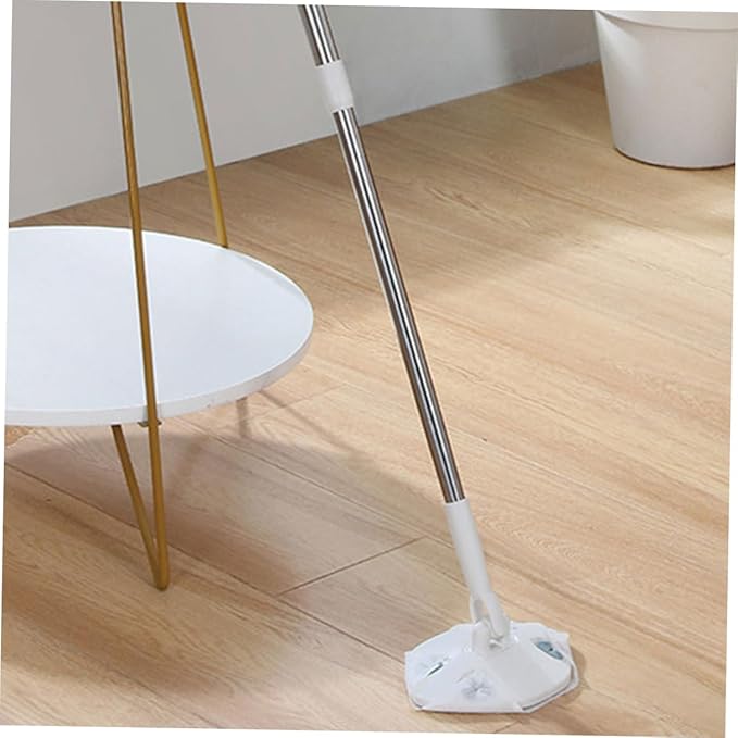 Household Dust Mop with Dry Tissue Refill Detachable Triangular Electrostatic Floor Duster Rotatable Mop Head for Hardwood Floors and Wall Cleaning with Washable Pad