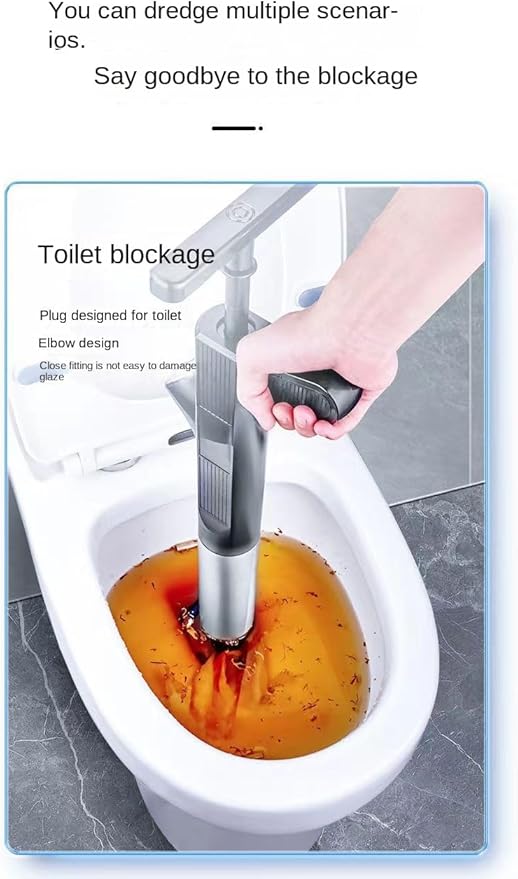 Toilet Plunger Drain Clog Remover High Pressure Air Remover Tool Heavy Duty Plunger For ToiletDrainBathroomFloor DrainSewerPipe No Battery Required (black)