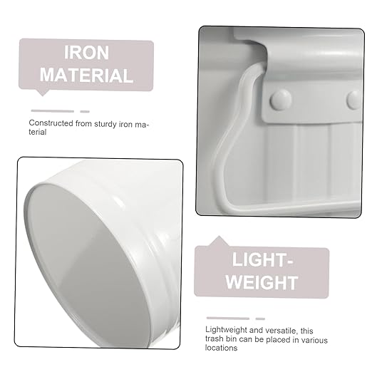VILLCASE Sturdy Iron Metal Trash Bin Small Desk Waste Container Lid Office Wastebasket for Home