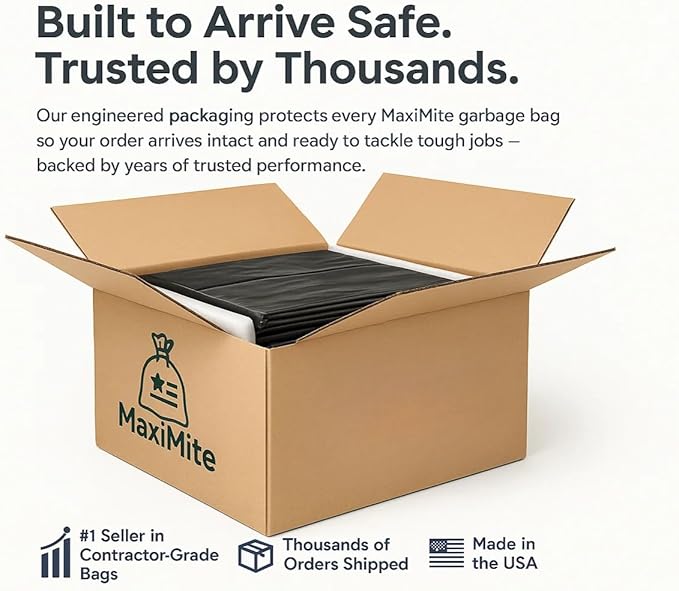 95-96 Gallon Extra-Large Black Garbage Can Liners Heavy-Duty Trash Bags 75 Bags 1.5 Mil Thick Ideal for Commercial &amp Home Use