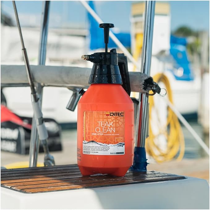 Teak Clean - Marine Wood Cleaner &amp Restorer - Safely Removes Grey Oxidation &amp Grime - Professional Yacht-Grade Formula - Biodegradable Alternative to Harsh Acids - 1 Gallon