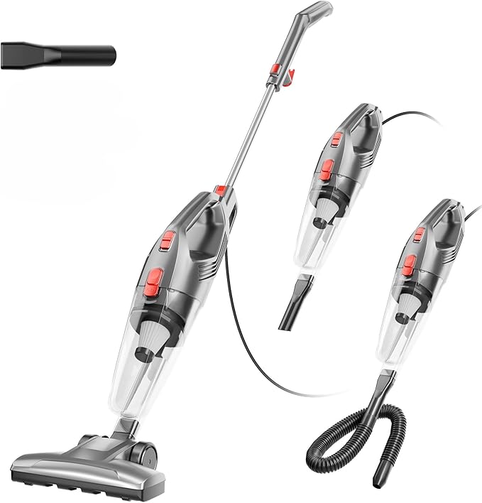 KIKETECH Stick Vacuum Cleaner Corded 22 Ft with Powerful Suction Adjustable Lightweight Bagless Vacuum with HEPA Filter for Hard Floor.（3881323865-3）