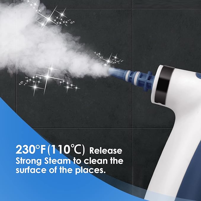 Handheld Pressurized Steam Cleaner All Natural Household Steam Cleaning with 9-Piece Accessory Set Multi-Purpose and Multi-Surface Steam Cleaner for Kitchen Bathroom Windows Car Seat Floor More