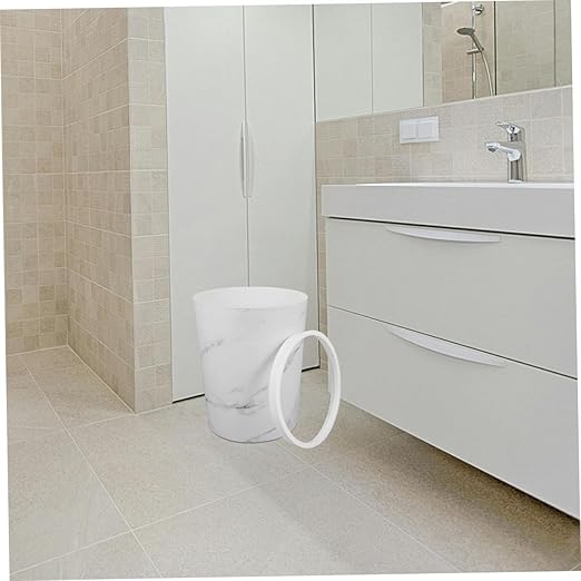 PRETYZOOM Marble Pattern Waste Basket Large Capacity Plastic Kitchen Trash Can for Bathroom Home