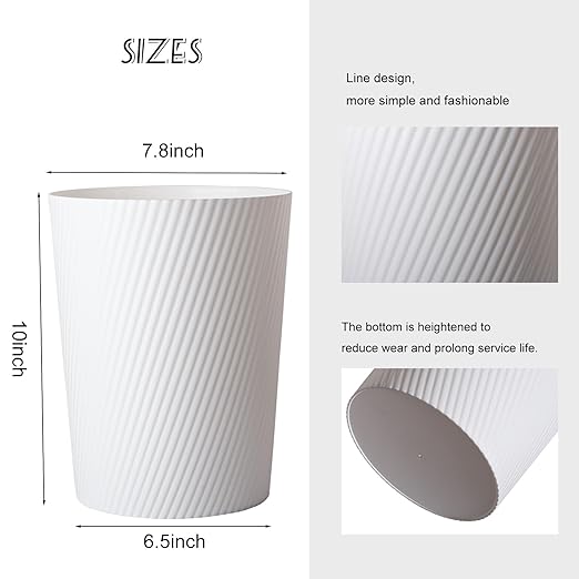 UUJOLY Small Trash Can Wastebasket Garbage Can Container Bins for Bathrooms Laundry Room Kitchens Offices Kids Rooms Dorms (White)