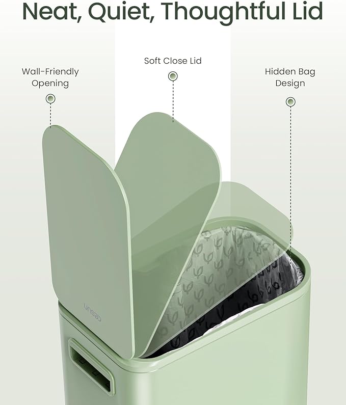 Cesun Small Bathroom Trash Can with Lid Soft Close Step Pedal 5 Liter / 1.3 Gallon Stainless Steel Garbage Can with Removable Inner Bucket Waste Basket for Bathroom Bedroom (Green)