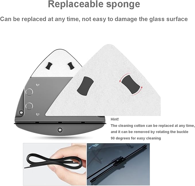 Magnetic Window Cleaner Double-Sided Magnetic Window Cleaner Glass Adjustable Magnet Force Cleaning Brush Glass Wiper Household Cleaning Tools with Anti-Falling Rope for High-Rise Glazed Window