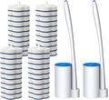 Disposable Toilet Brush: Toilet Bowl Brush and Holder Set with 24 Wand Refills Upgraded Handle 2X Cleaners Toilet Cleaning System with Storage Caddy for Sink Bathtub Floor Drain (2 Sets Blue)