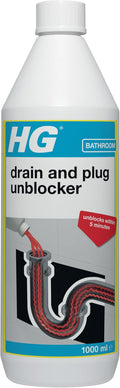 Plug Hole &amp Drain Unblocker Cleaner by HG Cleaning Products Effectively and Fast Removes Blockages &amp Cleans Blocked Drains Pipes in Sinks or Shower Traps - 1 Litre (139100106)