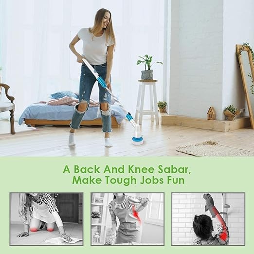 Spin Scrubber 360 Cordless Tub and Tile Scrubber Multi-Purpose Power Surface Cleaner with 3 Replaceable Cleaning Scrubber Brush Heads 1 Extension Arm and Adapter
