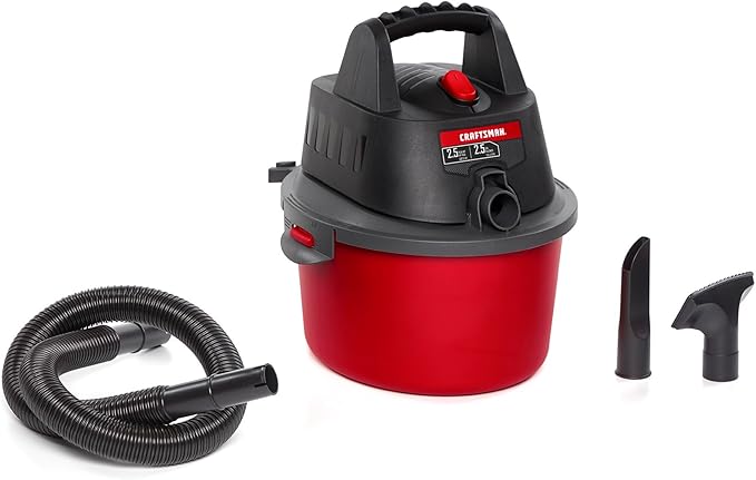 CRAFTSMAN CMXEVBE17250 2.5 Gallon 2.5 Peak HP Wet Dry Vac Portable Shop Vacuum Wet and Dry with Filter Bag Hose and Attachments for Cleaning in the Home
