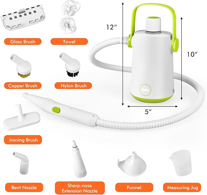 LDAILY Handheld Steam Cleaner 1000W Portable Pressurized Steamer Multipurpose Steam Cleaning Machine for Kitchen Garment Floor Window 300ml (10.2oz) Water Tank 10 Accessories Included Portable