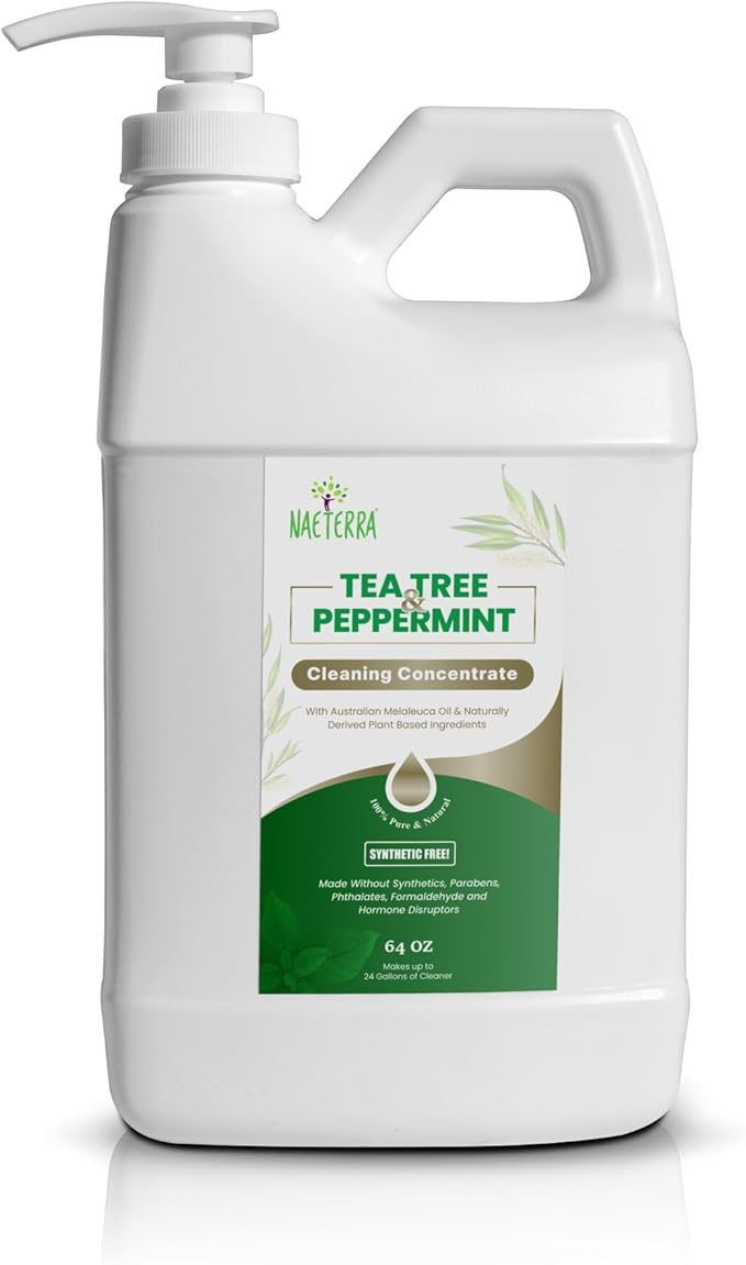 Naeterra- Refreshingly Clean | Tea Tree &amp Peppermint Cleaning Concentrate | Multi-Purpose Household Cleaner | Non-Toxic | Natural Ingredients | Versatile Use | Eliminates Odors | Eco-Friendly | 64