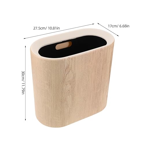 TOYANDONA Vintage Small Trash Can: Plastic Round Wastebasket Retro Style Garbage Can Wood Grain Garbage Bin with Lid for Home Kitchen Office Bathroom