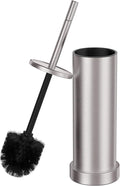 Brushed Nickel Toilet Brush and Holder Set 304 Stainless Steel Toilet Brush for Bathroom Heavy Duty Toilet Bowl Brush with Holder Removable Inner Bowl and Splash Protection Long Handle