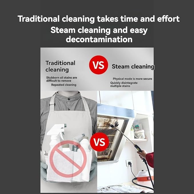 High Pressure and Temperature Steamer 2m Double-Layer Explosion-Proof Steam Pipe Leakage Protection Anti-Dry Burning Handheld Steam Cleaner B US Plug