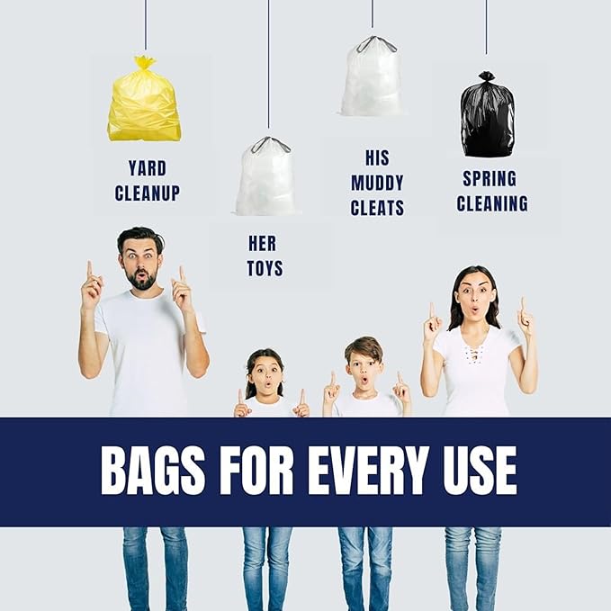 Plasticplace 32-33 Gallon Trash Bags │ 1.5 Mil │ Yellow Garbage Can Liners │ 33’” x 39” (100 Count) W33Y15