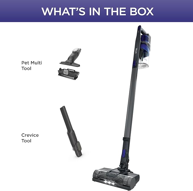Shark | Pet Cordless Vacuum Cleaner | LED Headlights | Removable Handheld Vacuum for Pet Hair | Crevice Tool &amp Pet Multi-Tool Included | 40min Runtime | For Carpet &amp Hard Floors | Grey | IX141