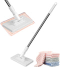 Snap Grip Mini Mop Reusable No-Wash Retractable Gap Dust Cleaner Flat Mops 100cm Long Handle with Locking Head &amp 10pcs Sweeping Cloths for Multi Surfaces Dry &amp Wet Cleaning