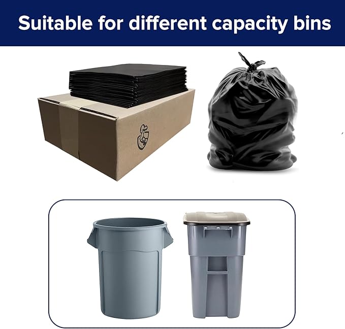 Generic 35-40 Gallons Large Trash can bags Heavy duty|33 * 39|2 mils|Black Thickened Grabag Bags- KitchenCommercialBuildingSanitationHotelProperty (200)