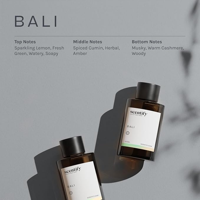 Scentify Bali Aroma Oil Refill Scent for Oil Diffusers - Lemon Green Amber Musk Woody Scents - Luxurious Relaxing Aromatherapy Diffuser Fragrance 100ml 3.38 oz